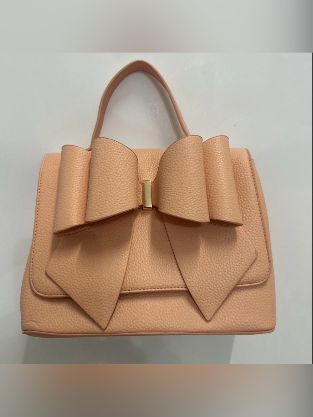 GROSSI/LIKE DREAMS Eva double bowtie vegan leather top handle crossbody -ORANGE